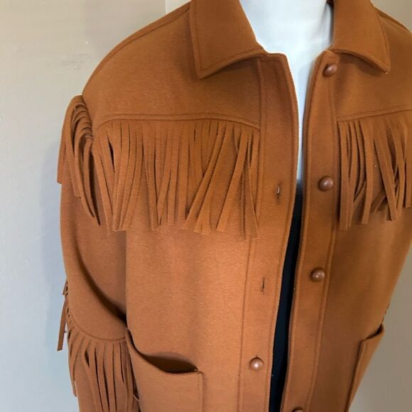 NWT Forever 21 Faux Suede Fringe Shacket - Ginger - Picture 7 of 12